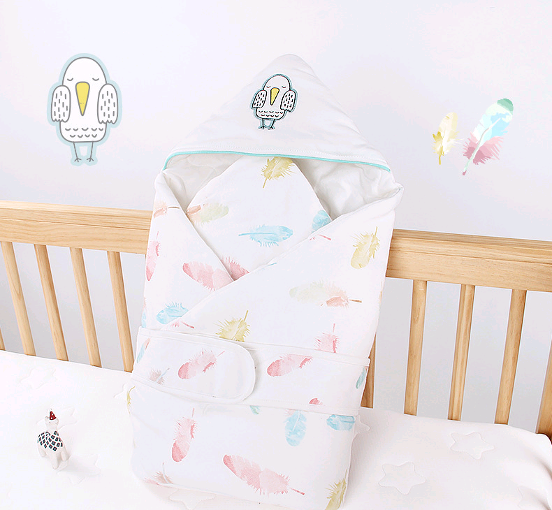 Soft And Cozy Baby Swaddle Blanket With Sleeves - Feather 85x85cm - CJWJYEYE00848-Feather- 85x85cm