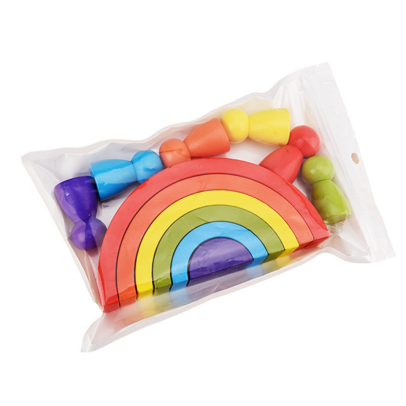 Rainbow Arched Wooden Building Blocks For Toddlers - Picture color - CJWJWJYZ05112-Picture color
