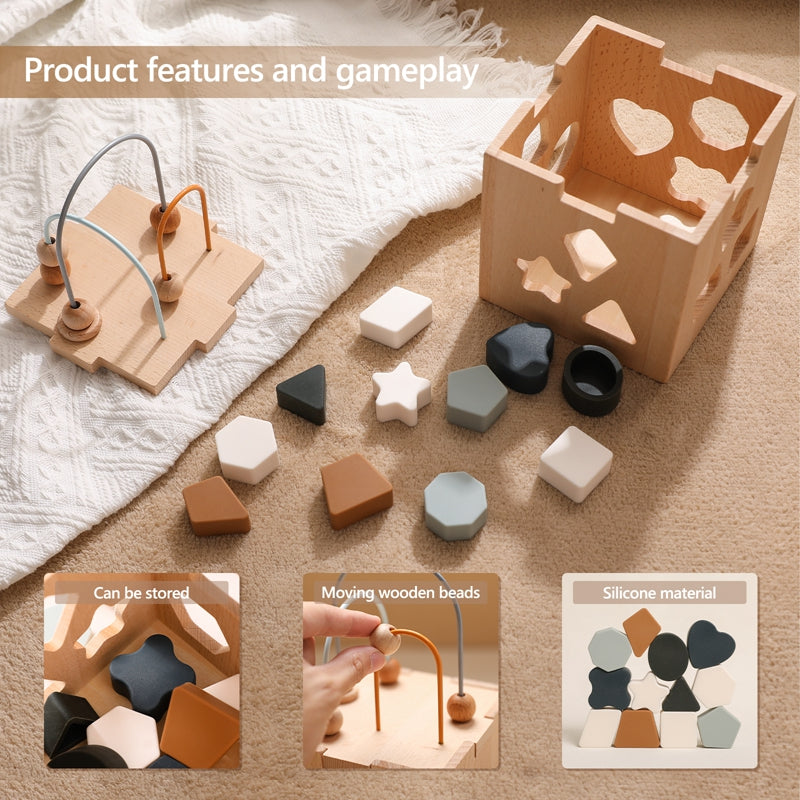 Childrens Wooden Geometric Box Puzzle Toys - MAMTASTIC