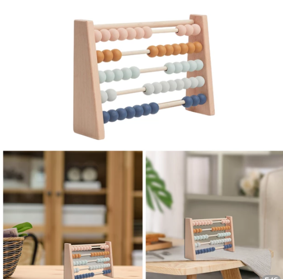 Nordic Style Children's Wooden Early Education Abacus Building Block Toy