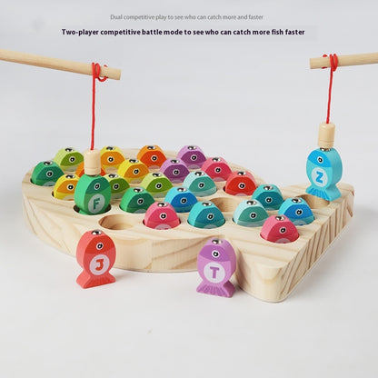 Preschool Learning Toys: Wooden Magnetic Fishing Game