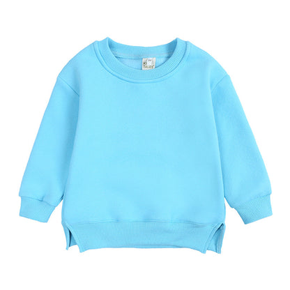 Round Neck Toddler Pullover Solid Colour Korean Style Fur Trimmed Top - MAMTASTIC