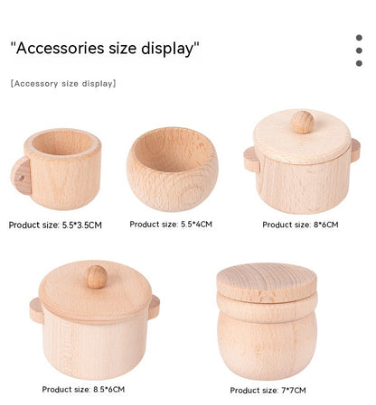 Beech Log Kids' Playhouse Tea Set Suit Sensory Box Afternoon Tea Kitchenware Suit