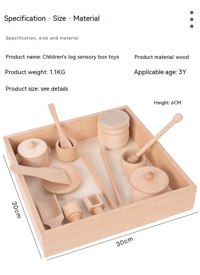 Beech Log Kids' Playhouse Tea Set Suit Sensory Box Afternoon Tea Kitchenware Suit