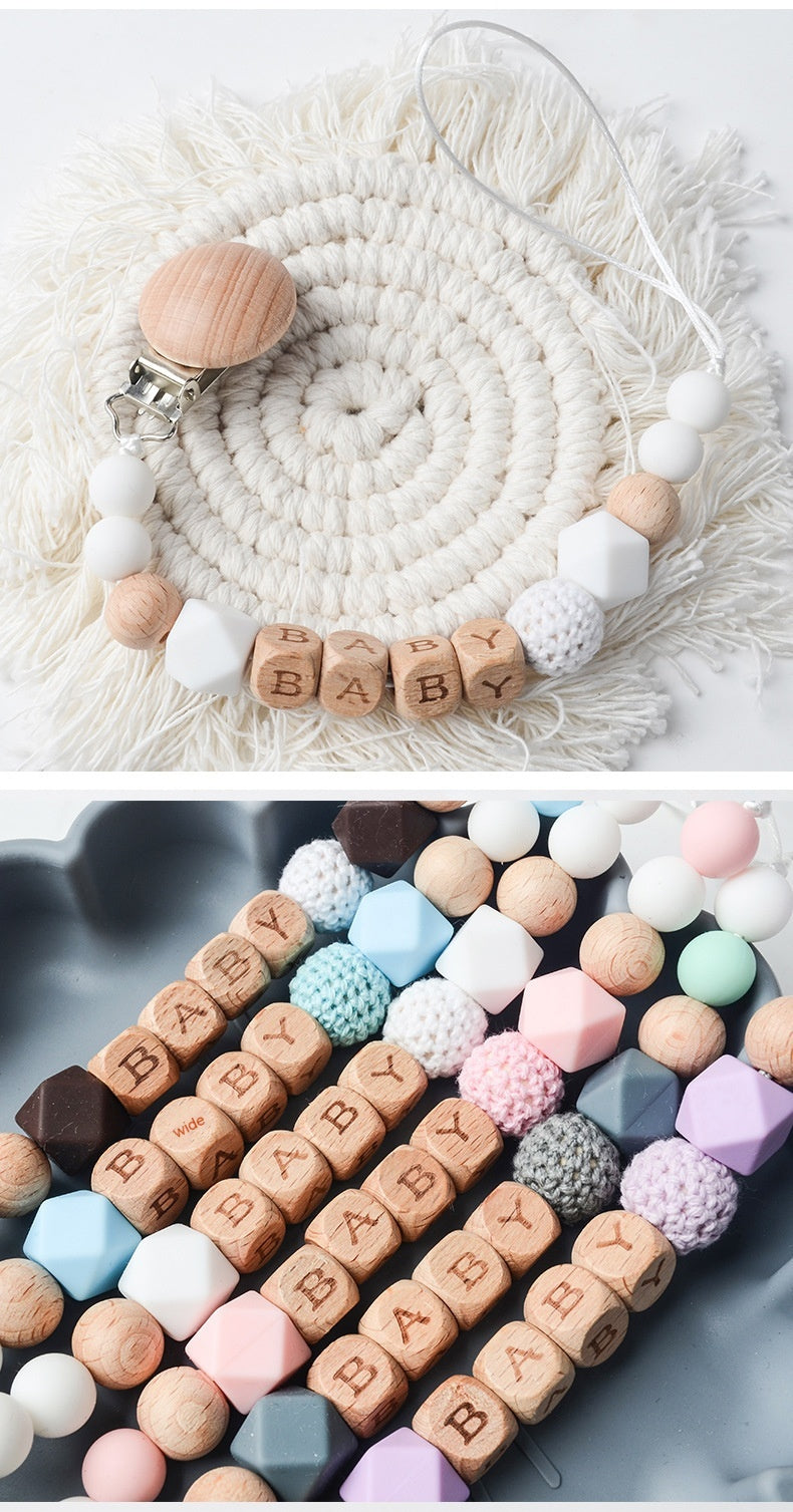 Baby Pacifier Clip: Silicone & Wooden Beaded Pacifier Holder