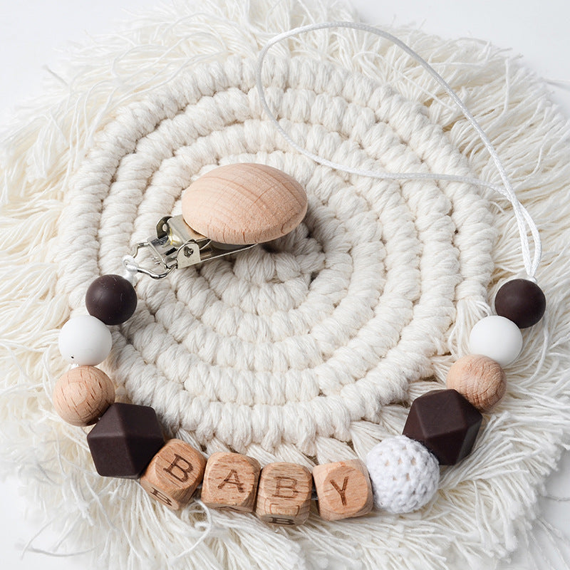 Silicone Beaded Pacifier Clip For Babies - Brown - CJYD197953401AZ