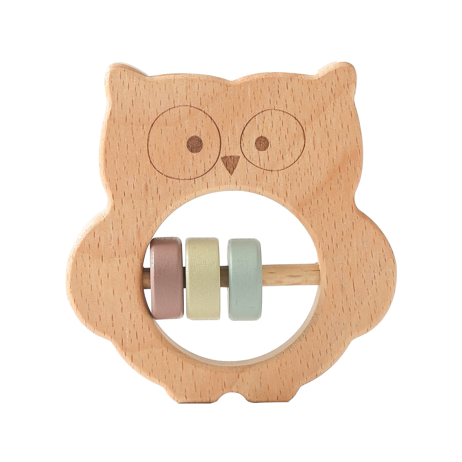 Wooden Koala Style Rattle And Teether - Owl Style - CJYD181005902BY