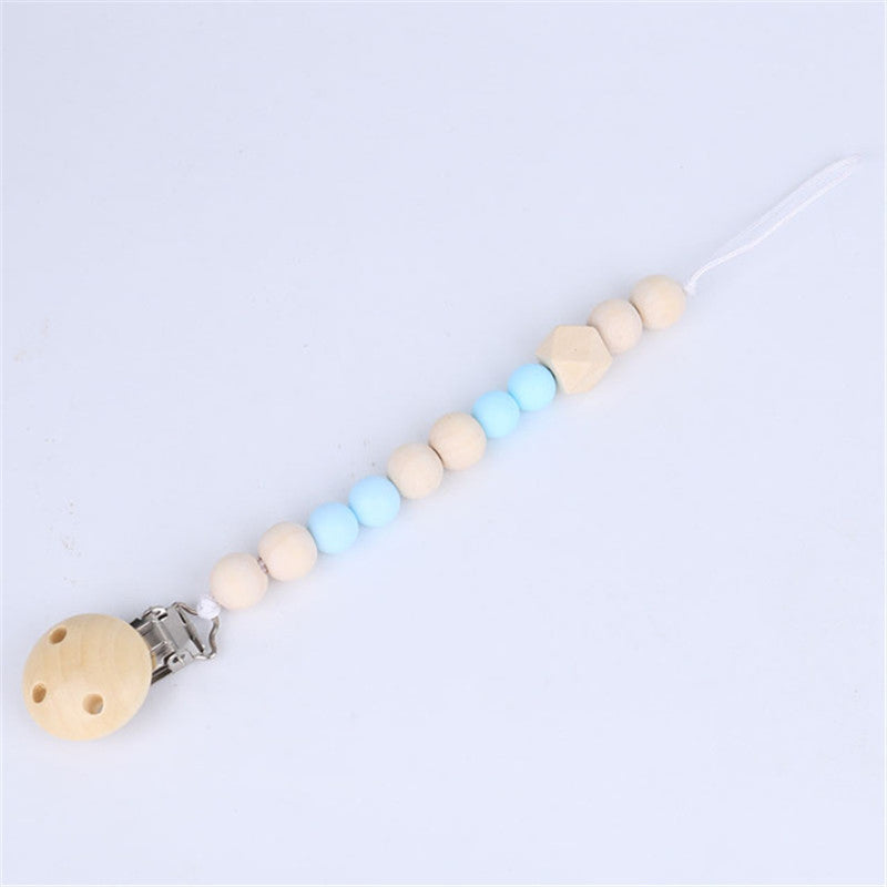 Baby Pacifier Clip - Silicone and Wood Beads - Safe and Stylish - MAMTASTIC