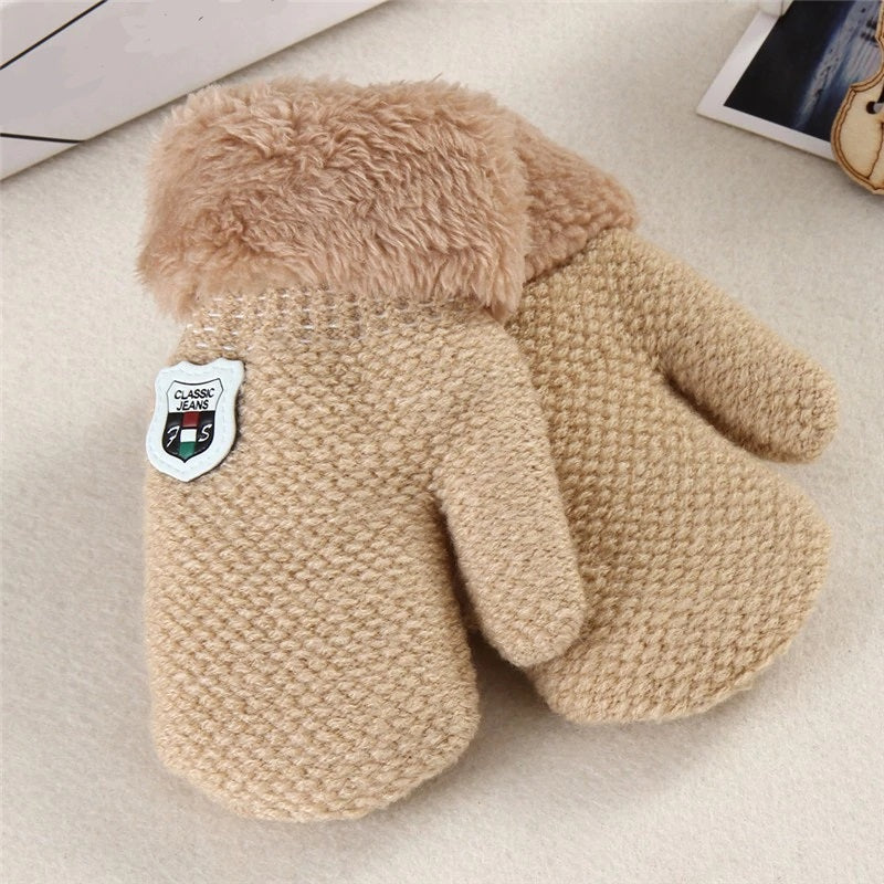 Children's Plush Knitted Woolen Thick Mittens - MAMTASTIC