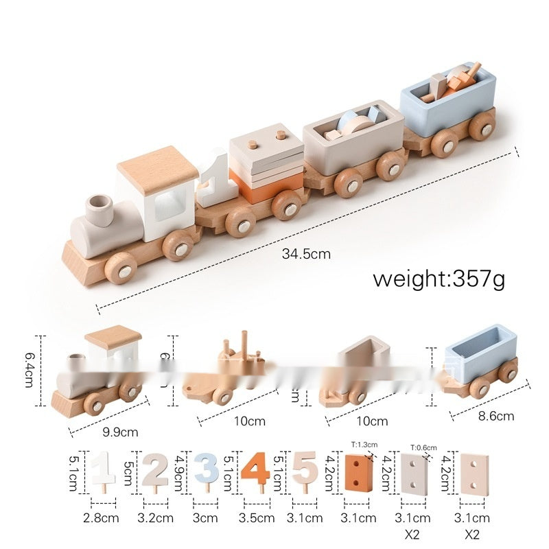 Birthday Gift for Boys and Girls - Wooden Train Toy with Colorful Blocks