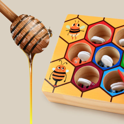 Wooden Beehive Game for Color Matching - Educational Toys for Fine Motor Skills Development - MAMTASTIC