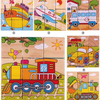 Animal Themed Wooden Building Blocks For Kids - Traffic - CJWJWJJM00527-Traffic
