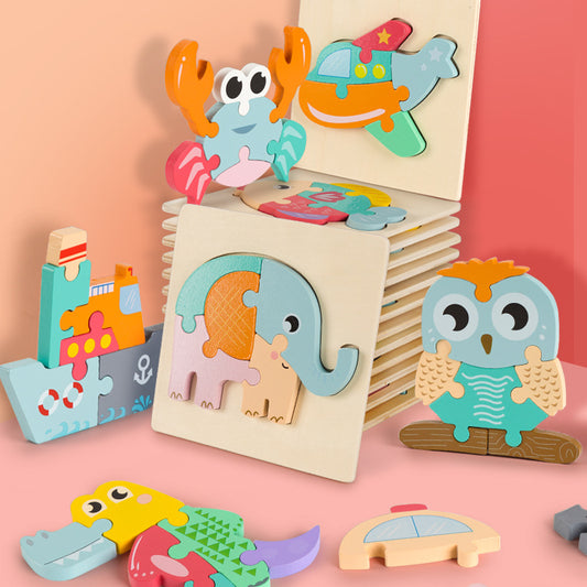 3D solid puzzle of large wooden infant