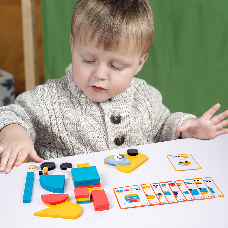 Wooden Puzzle Building Blocks for Toddlers and Preschoolers