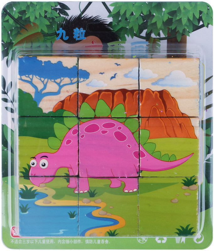 Multi-Sided Wooden Puzzle Toy with Vibrant Animal Designs