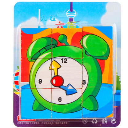 Multi-Sided Wooden Puzzle Toy with Vibrant Animal Designs