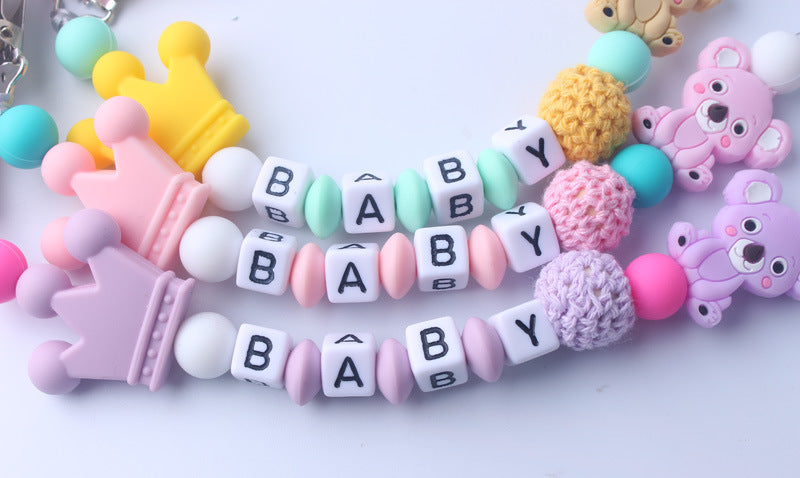 Cute Silicone Pacifier Chain with Beads - Safe and Durable Baby Teether - MAMTASTIC