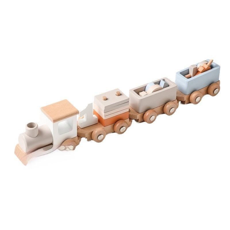 Educational Wooden Train Toy for Toddlers - Montessori Learning and Building Blocks