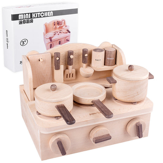 Childrens Wooden Simulated Kitchen Play Set - MAMTASTIC