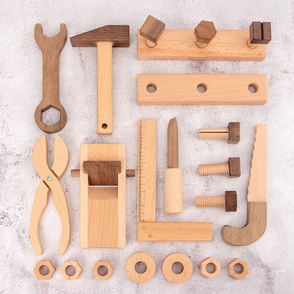 Wooden Toolbox Toy For Kids With Hammer And Wrench - Wooden block - CJWJWJJM01405-Wooden block