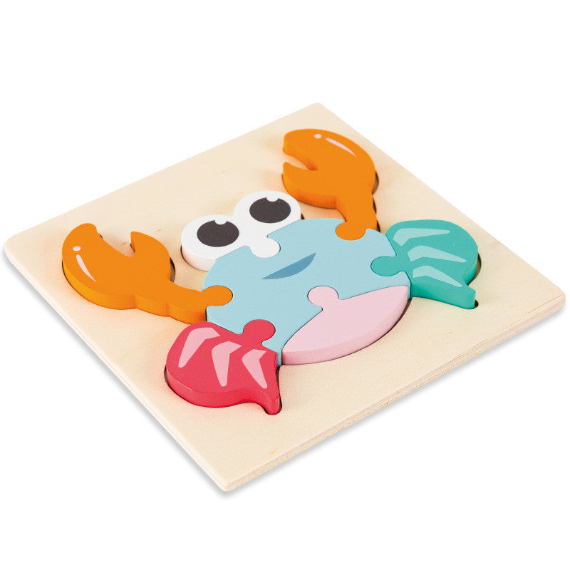 3d Wooden Animal Puzzles For Toddlers - Crab - CJWJWJYZ04711-Crab