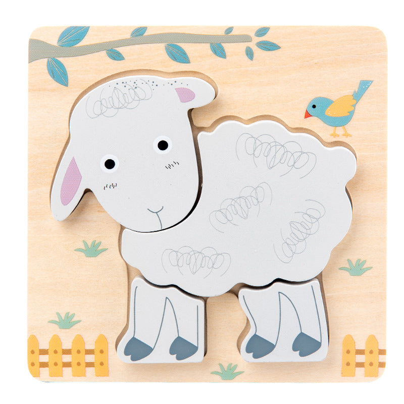 Wooden Animal Puzzles for Toddlers - 3D Design, Educational Toys, Farm Animals - MAMTASTIC