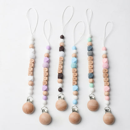 Baby Pacifier Clip: Silicone & Wooden Beaded Pacifier Holder