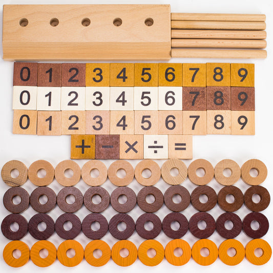 Wooden Counting Rack with Numbers and Circles for Preschool Math