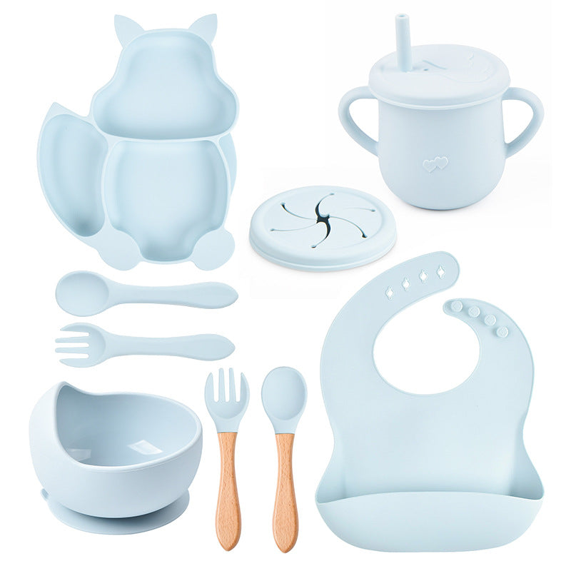 Baby Feeding Set with Silicone Tableware - Bowl, Plate, Bib, Sippy Cup, Snack Cup - MAMTASTIC