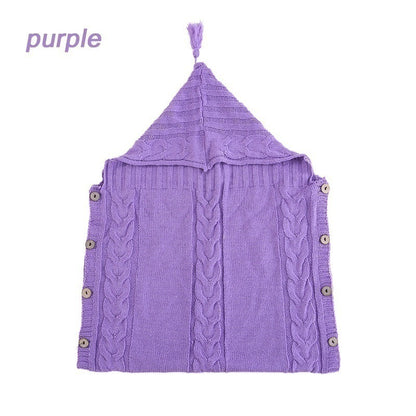 Infant Baby Tassel Cap Hooded Sleeping Bag with Wooden Buttons - MAMTASTIC