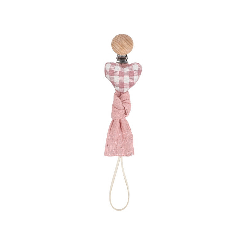 Wood And Fabric Pacifier Chain - Pink - CJJJJTJT19851-Pink