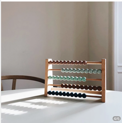 Nordic Style Children's Wooden Early Education Abacus Building Block Toy - Korean log color - CJJT135412301AZ