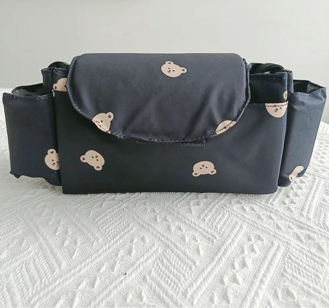 Stroller Organizer With Bottle Holders - Printed Black Bear Cart Bag - CJYD199702605EV