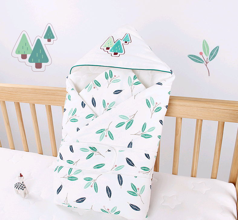 Soft And Cozy Baby Swaddle Blanket With Sleeves - Green leaf fruit 85x85cm - CJWJYEYE00848-Green leaf fruit- 85x85cm