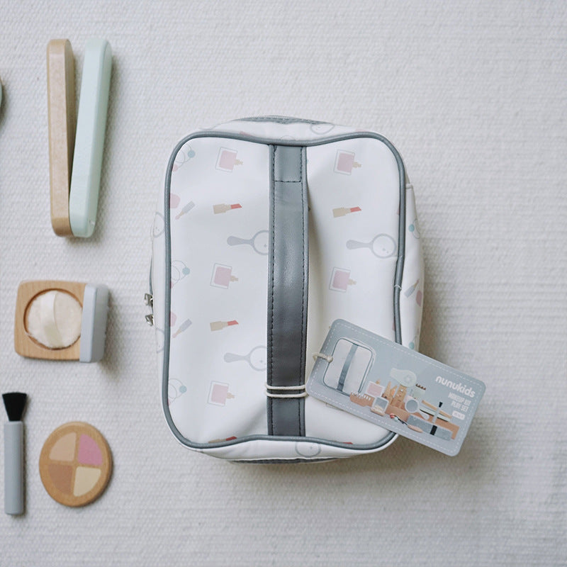 Children's Makeup Toys Haircut Wooden Simulation Comb Splint Lipstick Perfume Girl Play House Handbag Set