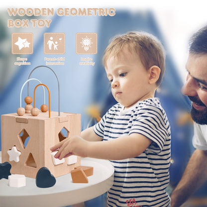 Wooden Geometric Puzzle for Toddlers - Educational Shape Sorter with Silicone Shapes - MAMTASTIC