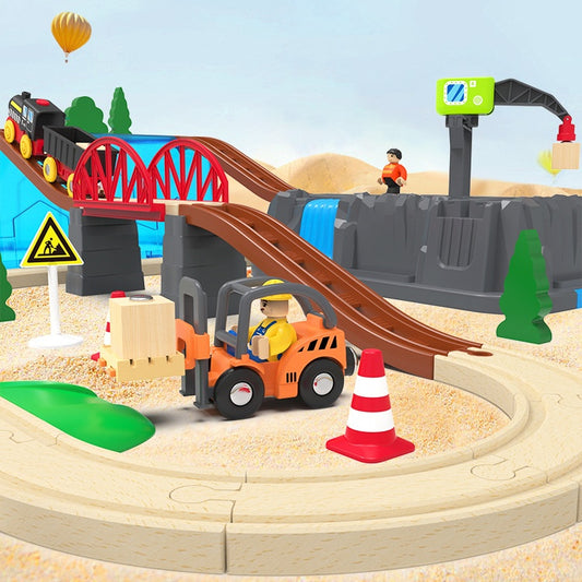 Wooden Track Train With Storage Box Toys