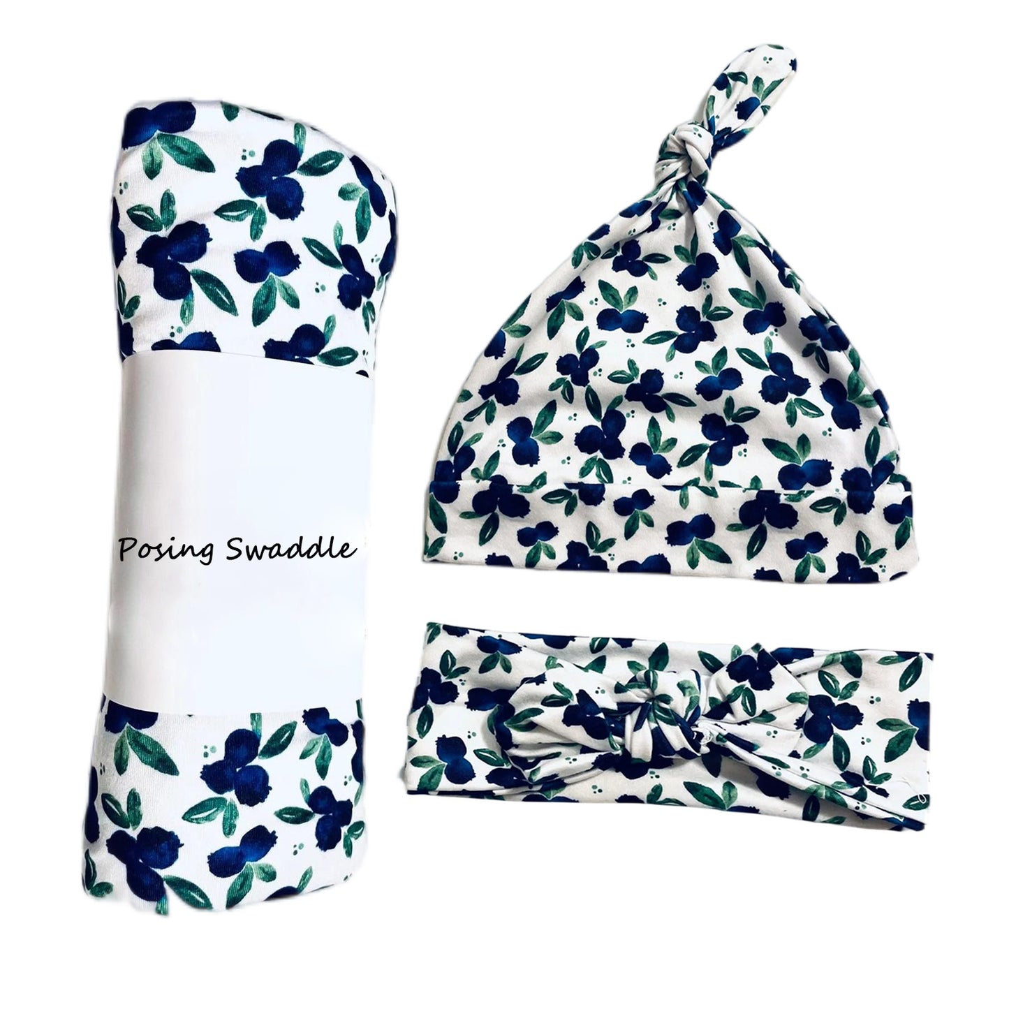 Baby Swaddle Cloth with Cap and Hair Bow Set - MAMTASTIC