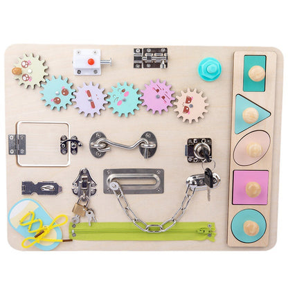 Colorful Wooden Busy Board for Kids: Educational & Fun - MAMTASTIC