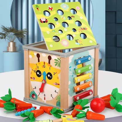 9-in-1 Wooden Activity Cube for Toddlers: Educational & Fun