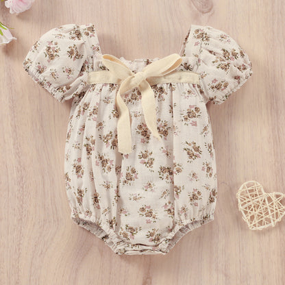 Newborn and Toddler Cotton Short Sleeve Floral Print Summer Jumpsuit - MAMTASTIC