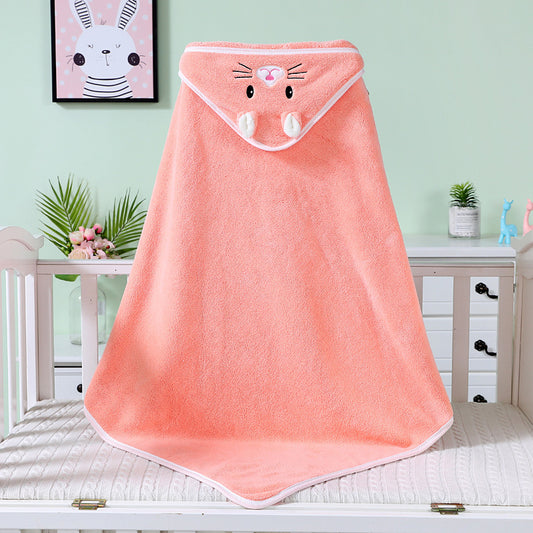 Hooded Baby Bath Towel - Coral Fleece, Soft, Absorbent, Cute Animal Design - MAMTASTIC