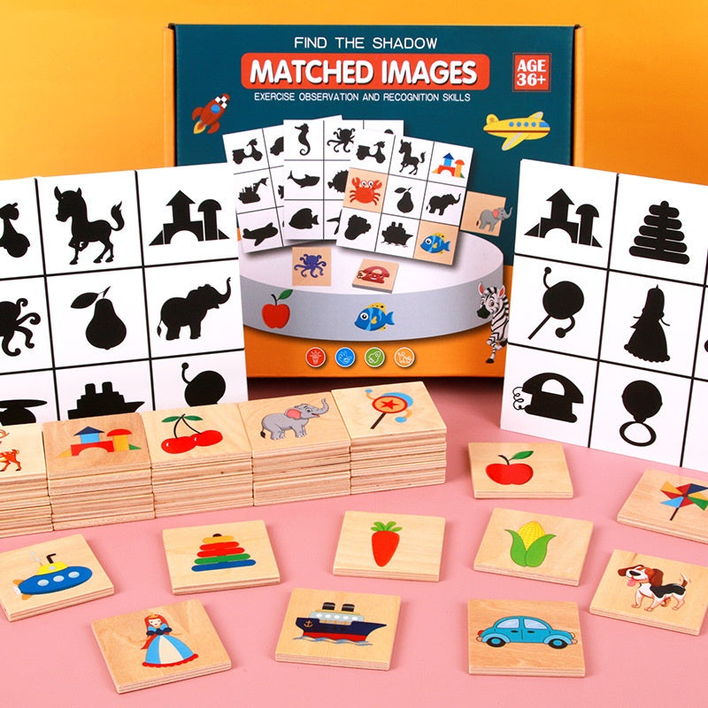 Wooden Shadow Matching Puzzle for Kids Ages 3+