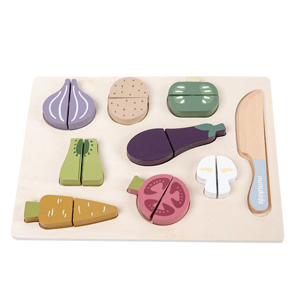 Wooden Vegetable Play Food Set - Pretend Play Kitchen Toys for Kids - MAMTASTIC