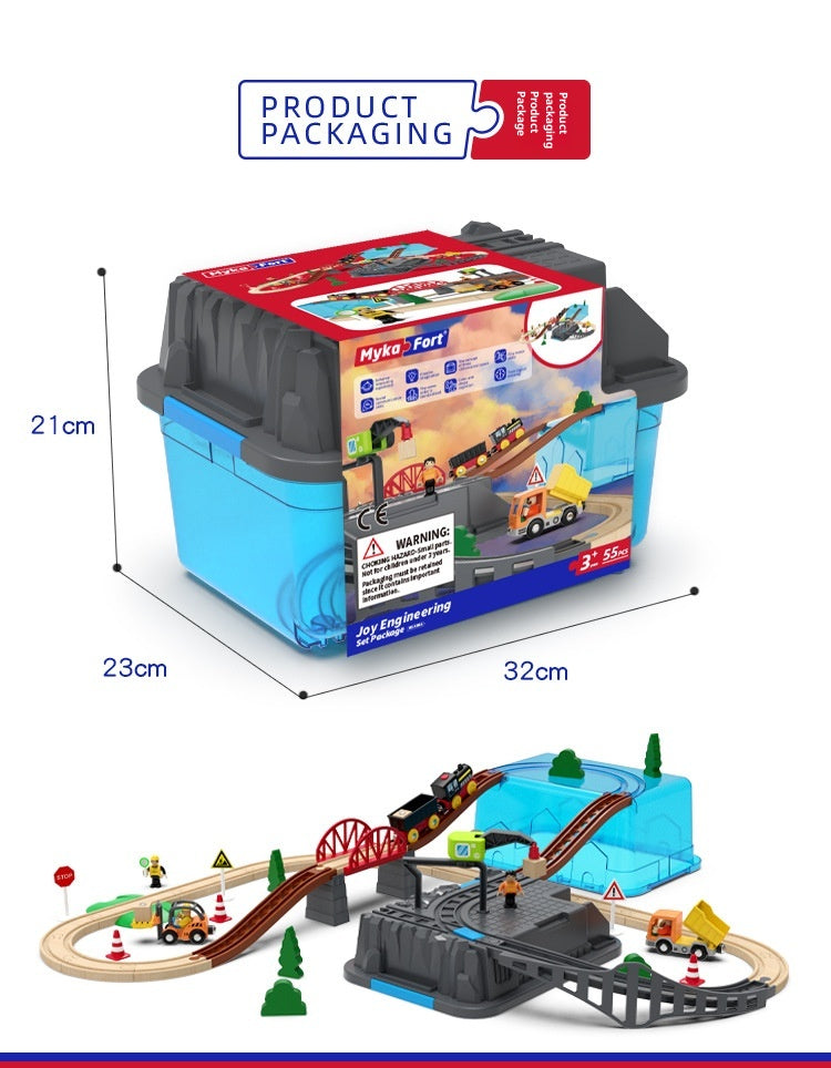 Wooden Track Train With Storage Box Toys - Happy Engineering Track Suit - CJYD256442001AZ
