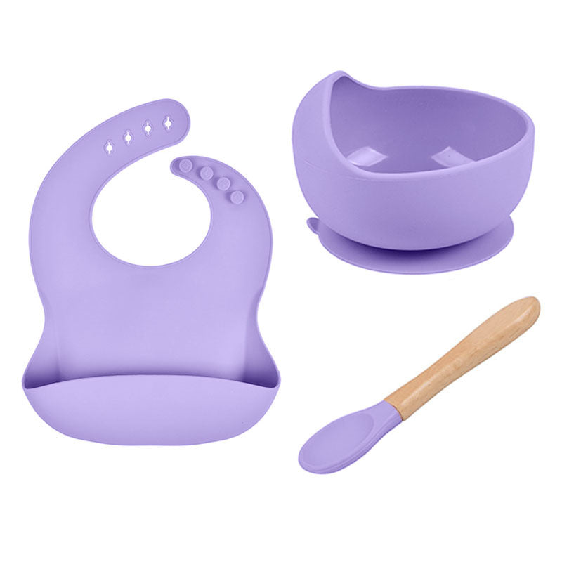 Waterproof Silicone Baby Bib With Food Catcher - Deep Purple - CJYE192712208HS