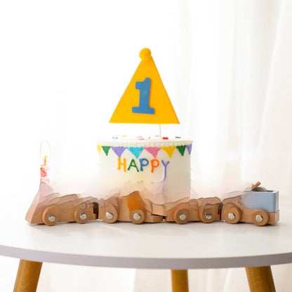 Birthday Gift for Boys and Girls - Wooden Train Toy with Colorful Blocks