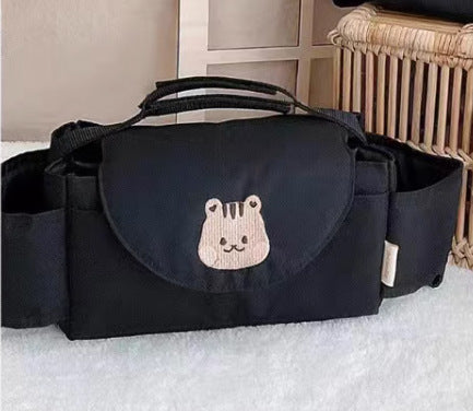 Stroller Organizer With Bottle Holders - Black Squirrel Embroidery - CJYD199702602BY