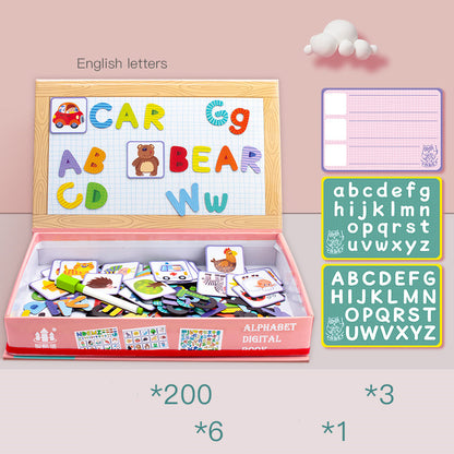 Magnetic puzzle children''s educational toys magnetic stickers 2-3 years old 6-year-old girls boys kindergarten early education wooden board