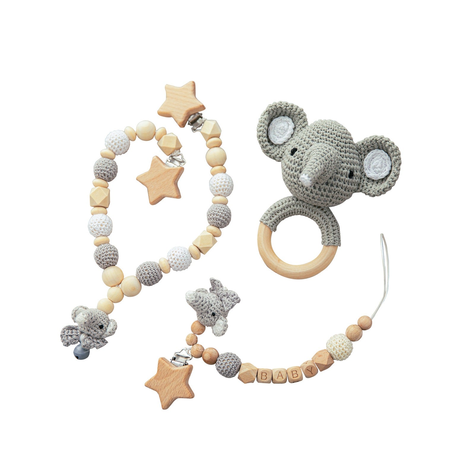 Wooden Pacifier Chain For Baby - Elephant - CJJT174825502BY